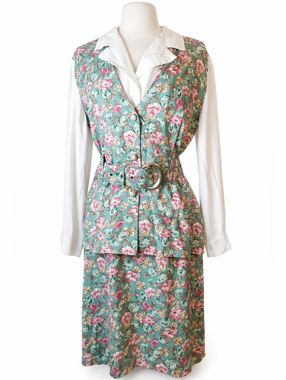 VTG Victoria Ashley two piece floral skirt suit- 9